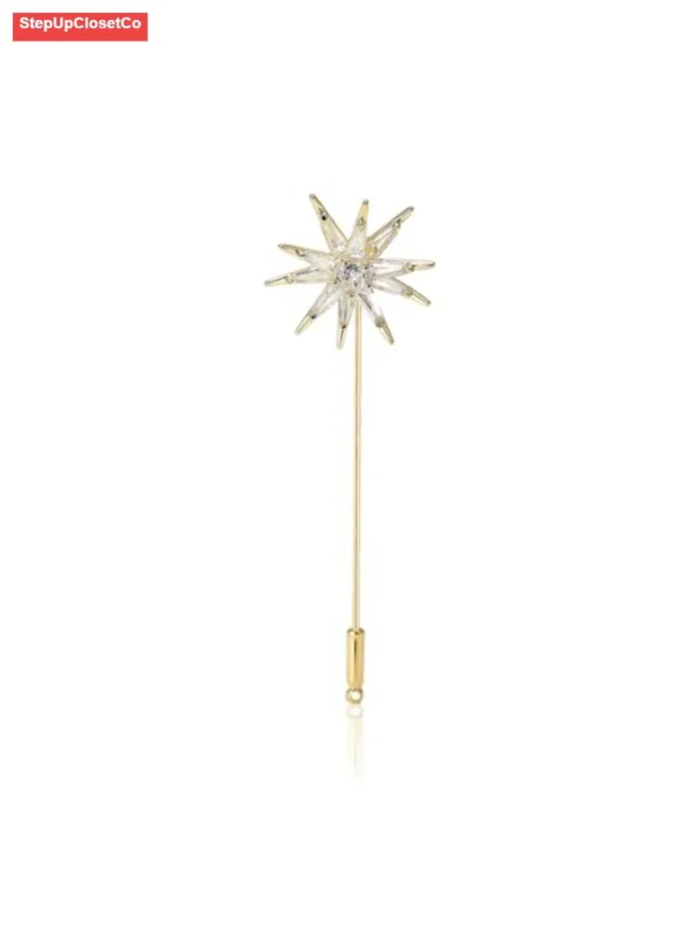 Star Brooch Pin Cubic Zirconia Crystal Silver Lapel Pin for Women Men